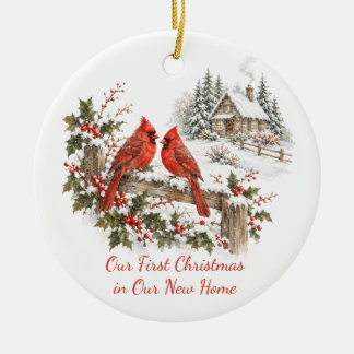 Persoonlijke Eerste Kerstmis Nieuw Thuis Kardinaal Keramisch Ornament