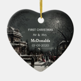 Persoonlijke Eerste Kerstmis Vintage Keramisch Ornament