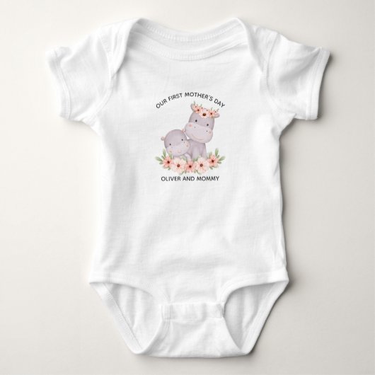 Persoonlijke Eerste Moederdag Mama & Baby Naam Romper (Voorkant)