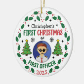 Persoonlijke Eerste Officier Aangepaste Naam Kerst Keramisch Ornament (Links)