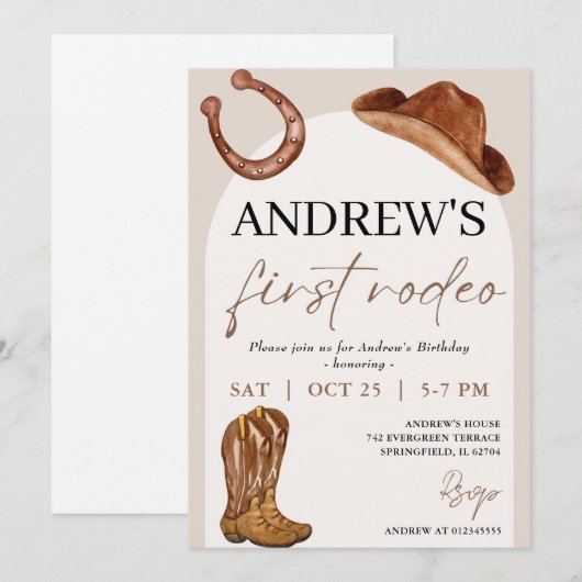 Persoonlijke eerste Rodeo Cowboy verjaardag Kaart (Voorkant / Achterkant)