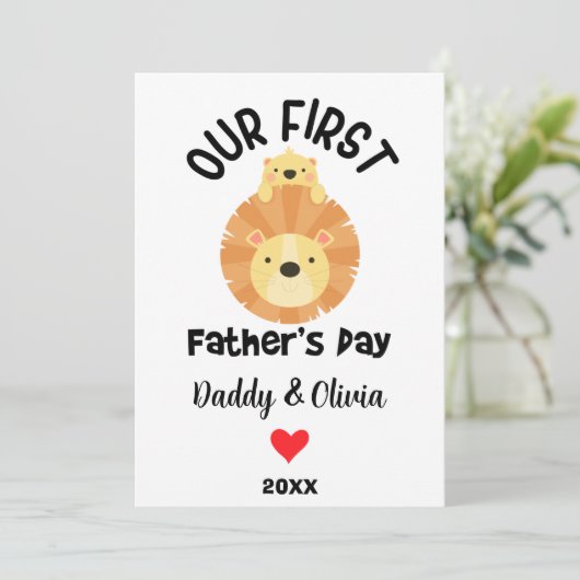 Persoonlijke eerste vaderdag, pappa en leeuwerik feestdagenkaart (Staand voorkant)