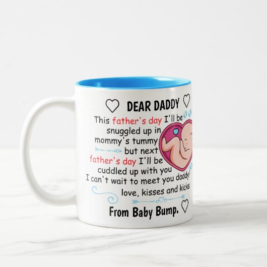 Persoonlijke eerste vaders dag 2022 van Son Tweekleurige Koffiemok (Links)