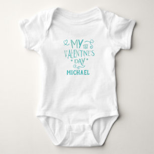 Persoonlijke eerste Valentijnsdag voor baby jongen Romper