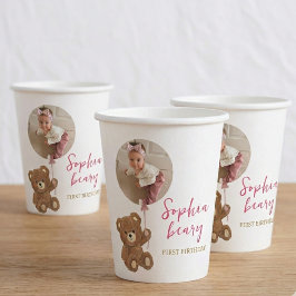 Persoonlijke Eerste Verjaardag Foto Cups Meisje Te Papieren Bekers