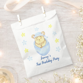 Persoonlijke eerste verjaardag Teddybeer Jongen  Bedankzakje