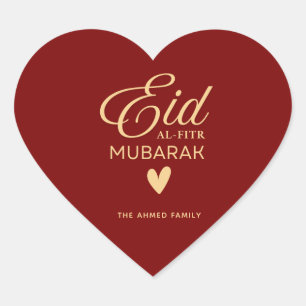 Persoonlijke Eid al-Fitr Mubarak Hart in Goud Sticker
