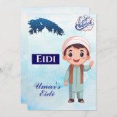 Persoonlijke Eid Mubarak / Eid Groet voor kinderen Kaart (Voorkant / Achterkant)