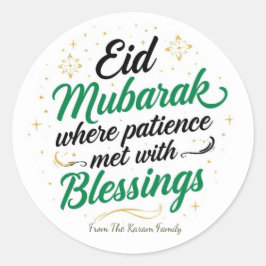 Persoonlijke Eid Mubarak Moslim moderne Klassieker Ronde Sticker