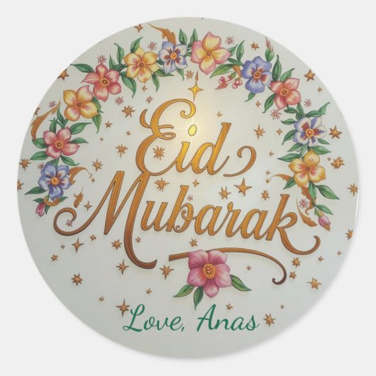 Persoonlijke Eid Mubarak Ronde Stickers (Voorkant)