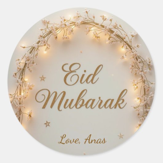 Persoonlijke Eid Mubarak Ronde Stickers (Voorkant)