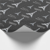 Persoonlijke Eiffeltoren in Parijs op zwart Cadeaupapier (Hoek)