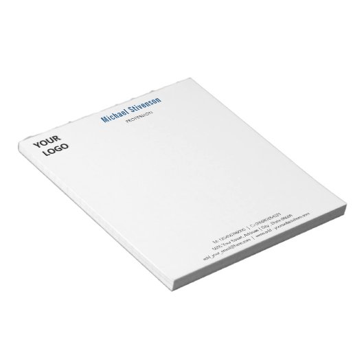 Persoonlijke eigen ontwerp tekst en logo notitiebl notitieblok (Schuin)