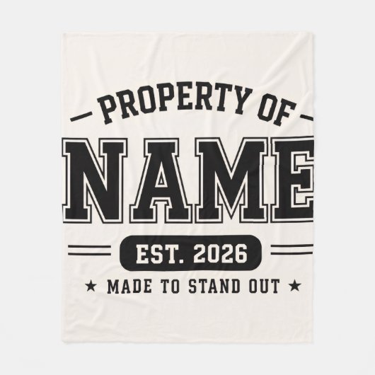Persoonlijke Eigendom Van Naam – Varsity Stijl Maa Fleece Deken (Voorkant)