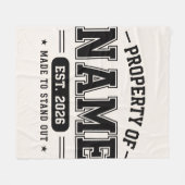 Persoonlijke Eigendom Van Naam – Varsity Stijl Maa Fleece Deken (Voorkant (Horizontaal))