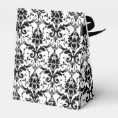 Persoonlijke Elegant Black en White Damask Bedankdoosjes (Achterkant)