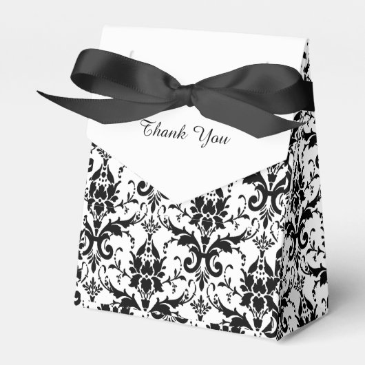 Persoonlijke Elegant Black en White Damask Bedankdoosjes (Voorkant Zijde)