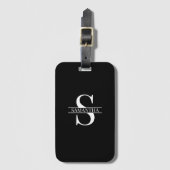 Persoonlijke Elegant Black en White Monogram Naam Bagagelabel (Voorkant (verticaal))