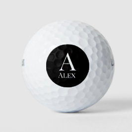 Persoonlijke Elegant Black en White Monogram Naam Golfballen