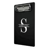 Persoonlijke Elegant Black en White Monogram Naam Mini Klembord (Angled2)