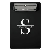 Persoonlijke Elegant Black en White Monogram Naam Mini Klembord (Voorkant)
