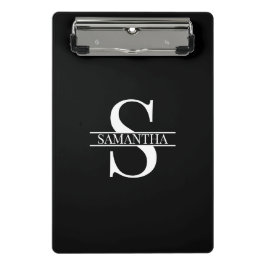 Persoonlijke Elegant Black en White Monogram Naam Mini Klembord