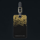 Persoonlijke Elegant Black Faux Gold Confetti Bagagelabel<br><div class="desc">Persoonlijke Elegant Black Faux Gold Confetti</div>