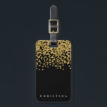 Persoonlijke Elegant Black Faux Gold Confetti Bagagelabel<br><div class="desc">Persoonlijke Elegant Black Faux Gold Confetti</div>