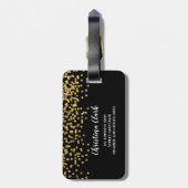 Persoonlijke Elegant Black Faux Gold Confetti Bagagelabel (Achterkant verticaal)
