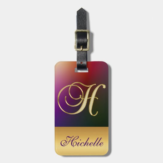 Persoonlijke Elegant Black Gold Monogram Letter H Bagagelabel (Voorkant verticaal)