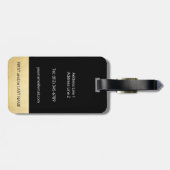 Persoonlijke Elegant Black Gold Monogram Letter K Bagagelabel (Achterkant horizontaal)