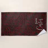 Persoonlijke Elegant Dark Red Leopard Strandlaken (Voorkant)
