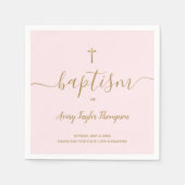 Persoonlijke Elegant faux Gold Cross-roze baptisme Servet (Voorkant)