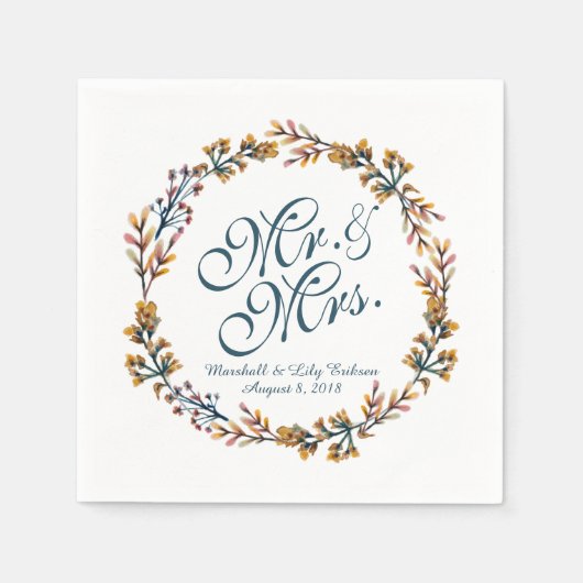 Persoonlijke Elegant Floral Wedding | Napkin Servet (Voorkant)