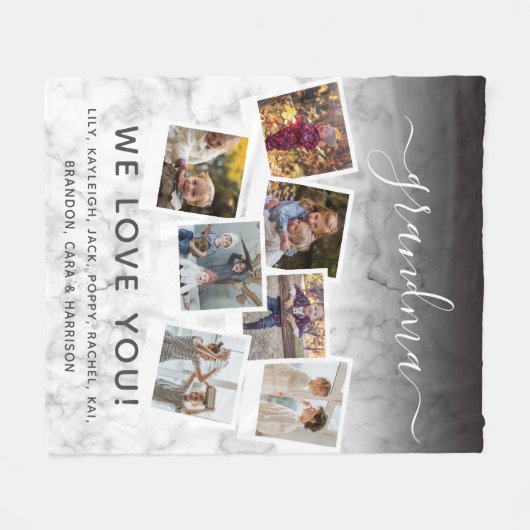 Persoonlijke Elegant Grandma Quote & Photo Collage Fleece Deken (Voorkant (Horizontaal))
