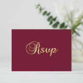 Persoonlijke Elegant Herfst Burgundy RSVP Wedding (Staand voorkant)