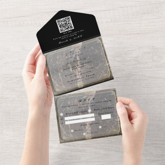 Persoonlijke Elegant Marble All In One Uitnodiging (Afscheurbaar)