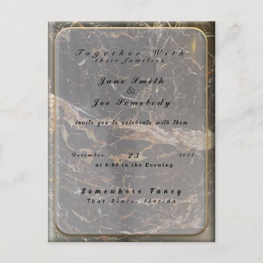 Persoonlijke Elegant Marble Uitnodiging Briefkaart (Voorkant)