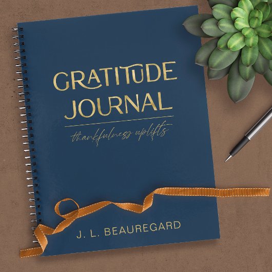 Persoonlijke Elegant Navy Blue Gratitude Notitieboek