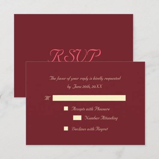 Persoonlijke Elegant Party RSVP-uitnodigingskaart RSVP Kaartje (Voorkant / Achterkant)