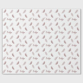 Persoonlijke Elegant Red Glitter Feather Name Cadeaupapier (Vlak)