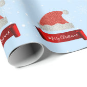 Persoonlijke Elegant Red Glitter Santa Hat Cadeaupapier (Rol Hoek)