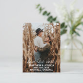 Persoonlijke Elegant Rustic Couple Photo Wedding Aankondigingskaart (Staand voorkant)