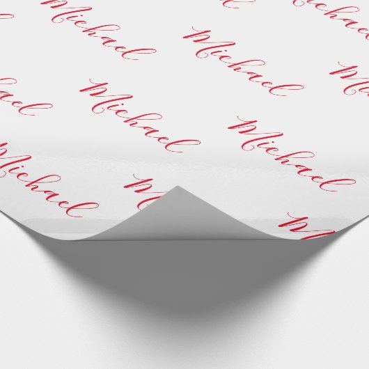 Persoonlijke Elegant Script Name Red Cadeaupapier (Hoek)