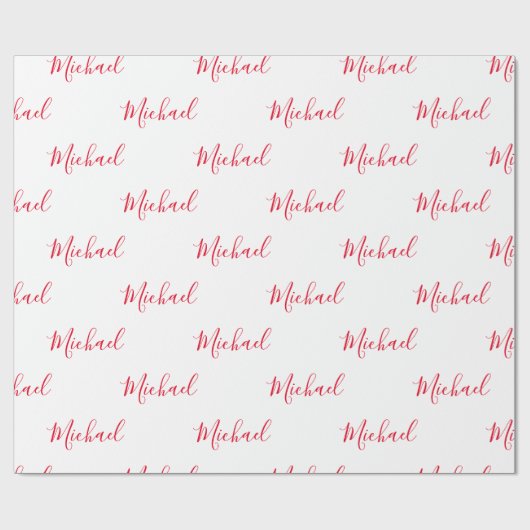 Persoonlijke Elegant Script Name Red Cadeaupapier (Vlak)