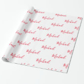 Persoonlijke Elegant Script Name Red Cadeaupapier (Uitgerold)