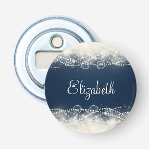 Persoonlijke Elegante Abstract Kant en Parels Button Flesopener