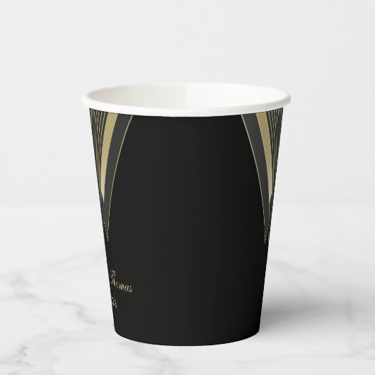 Persoonlijke Elegante Art Deco Bruiloft Papieren Bekers (Links)