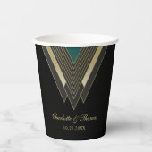 Persoonlijke Elegante Art Deco Bruiloft Papieren Bekers (Voorkant)