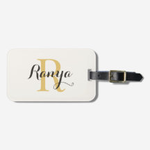 Persoonlijke Elegante Bagage Label - Gouden Monogr
